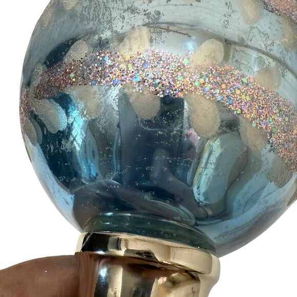 Pottery Barn Mercury Glass Egg Pedestal 8.5" high Pastel Blue Easter Decor - Picture 10 of 10